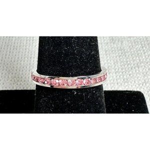 Sterling Silver Eternity Ring with Channel-Set Pink CZs - Size 8